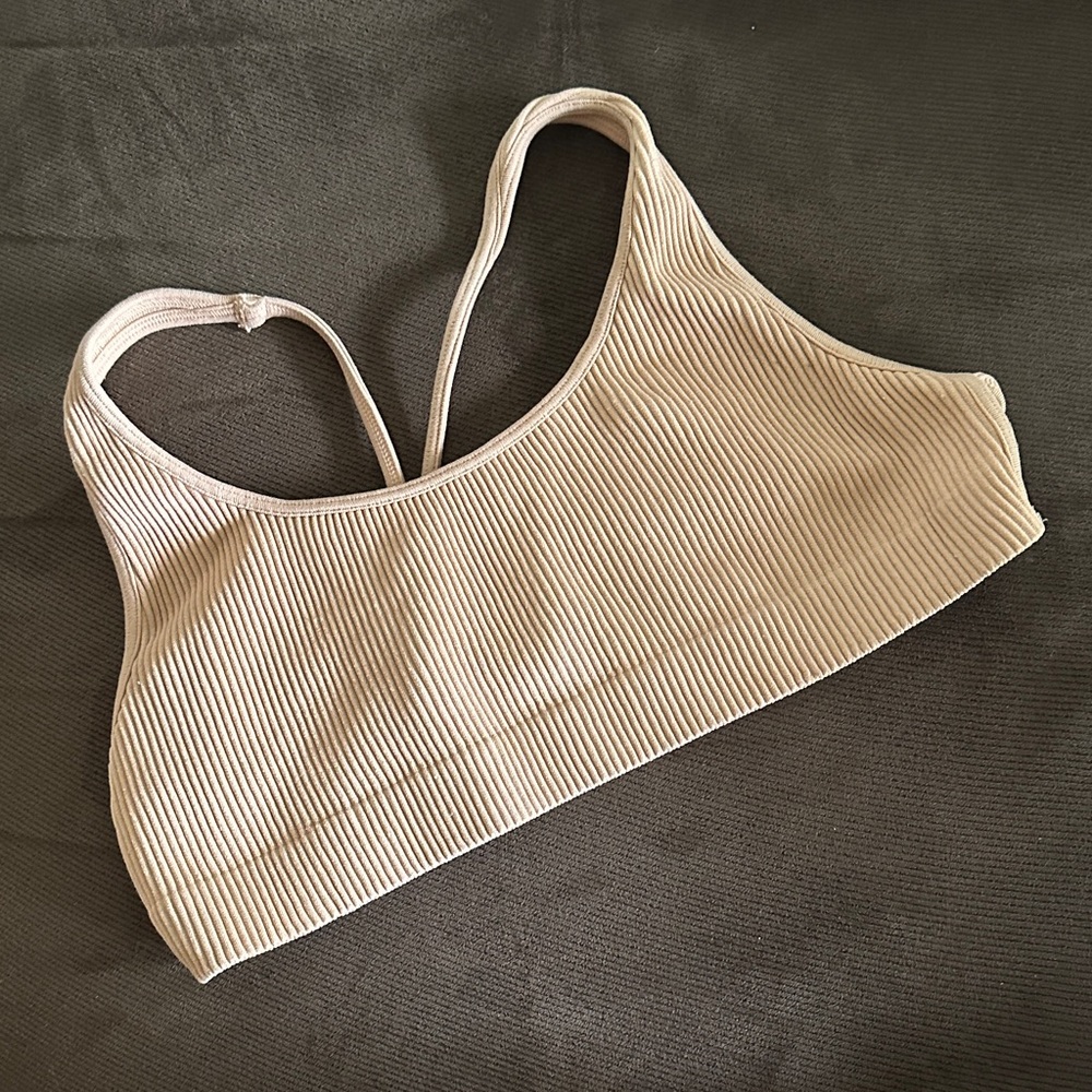 Free People Ribbed Beige Crop Top